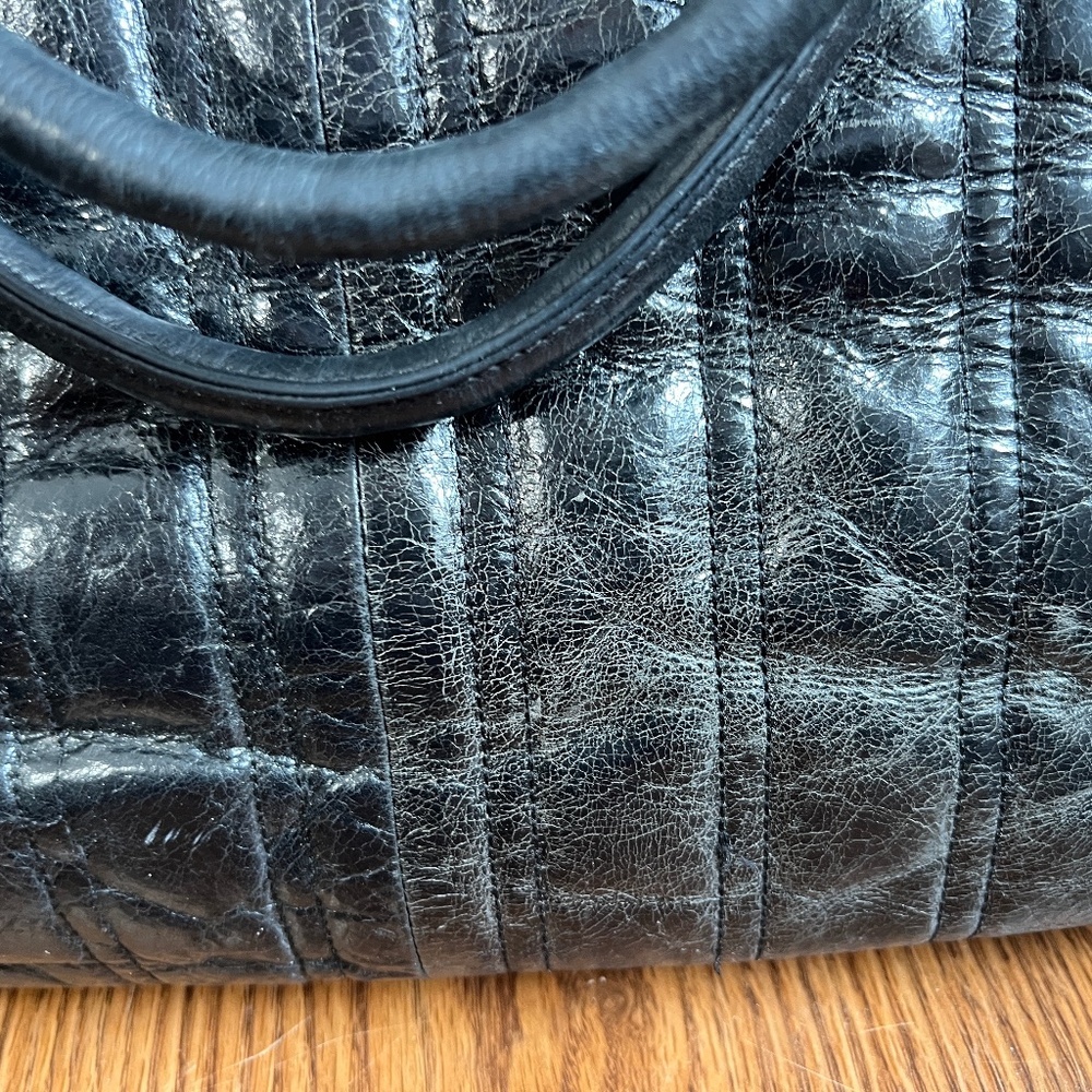 Franklin Covey Black Leather Tote Handbag View 5